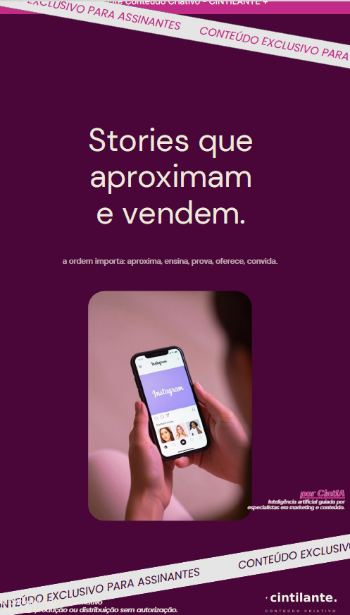 Guia de stories que vendem da biblioteca Cintilante+